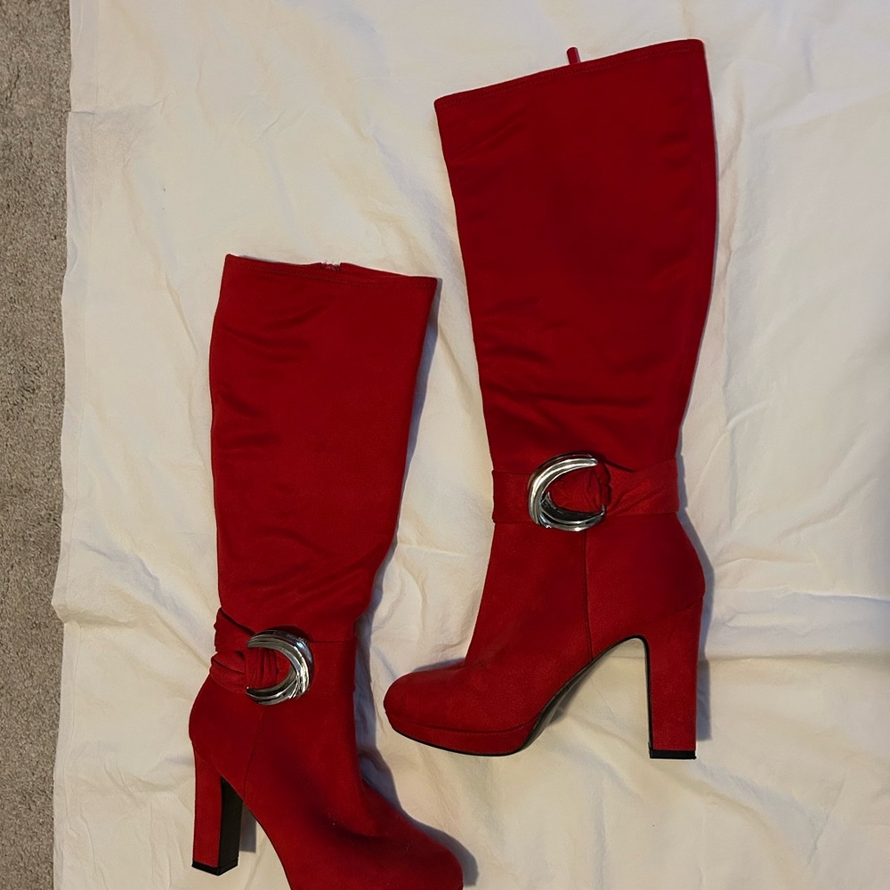 Impo Red Heeled Boots with Silver Accent